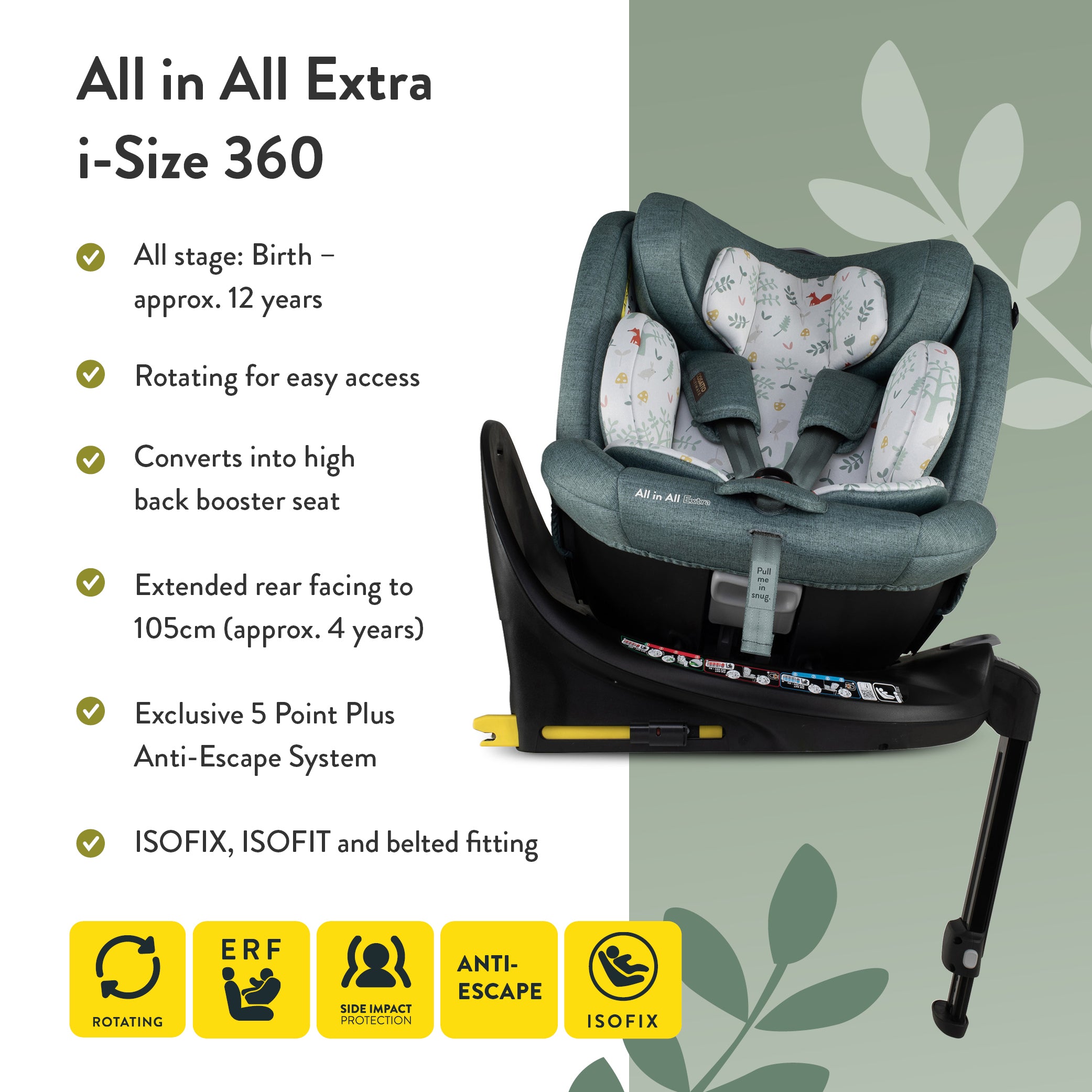 All in All Extra i-Size 360 Car Seat Meadow
