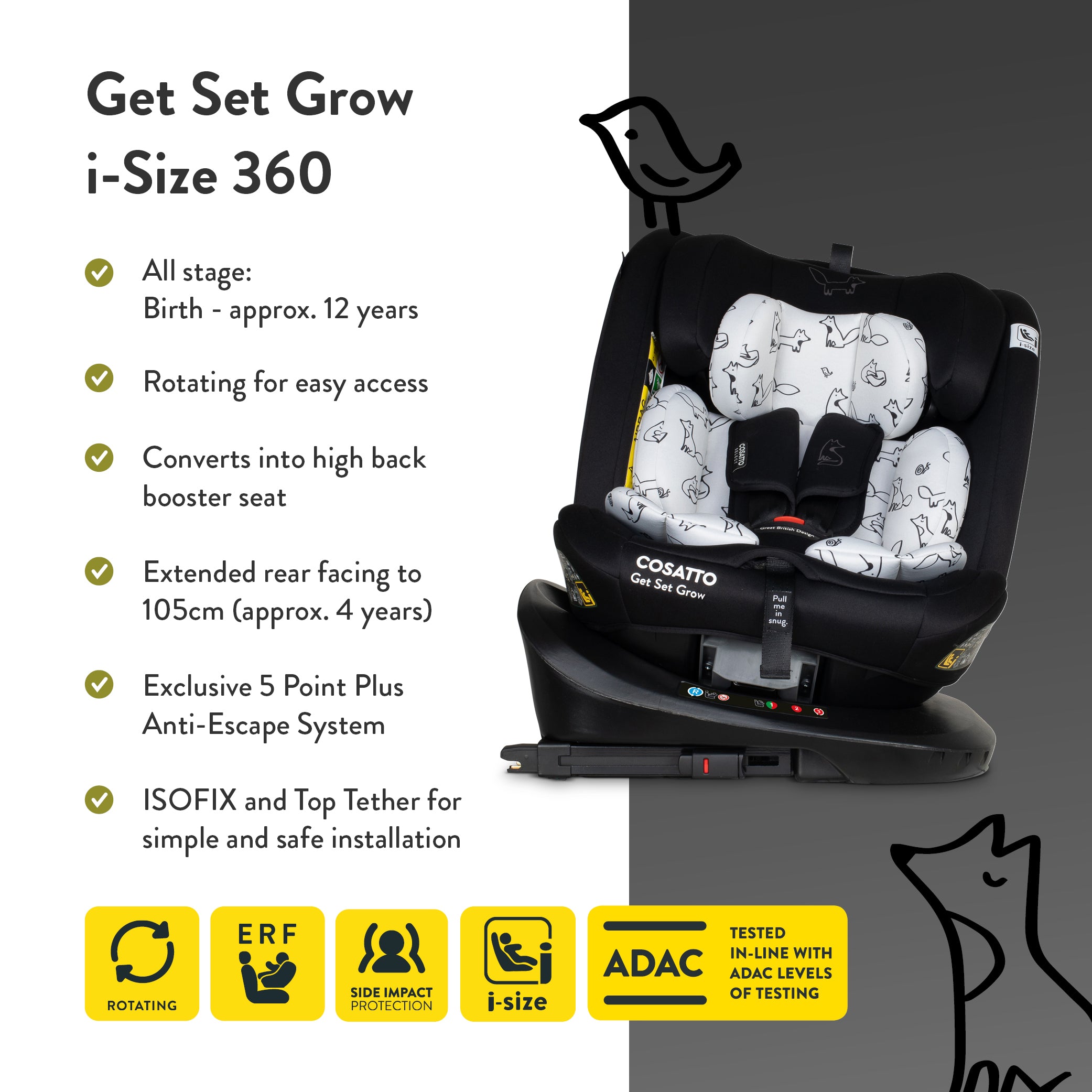 Get Set Grow i-Size Car Seat Foxed