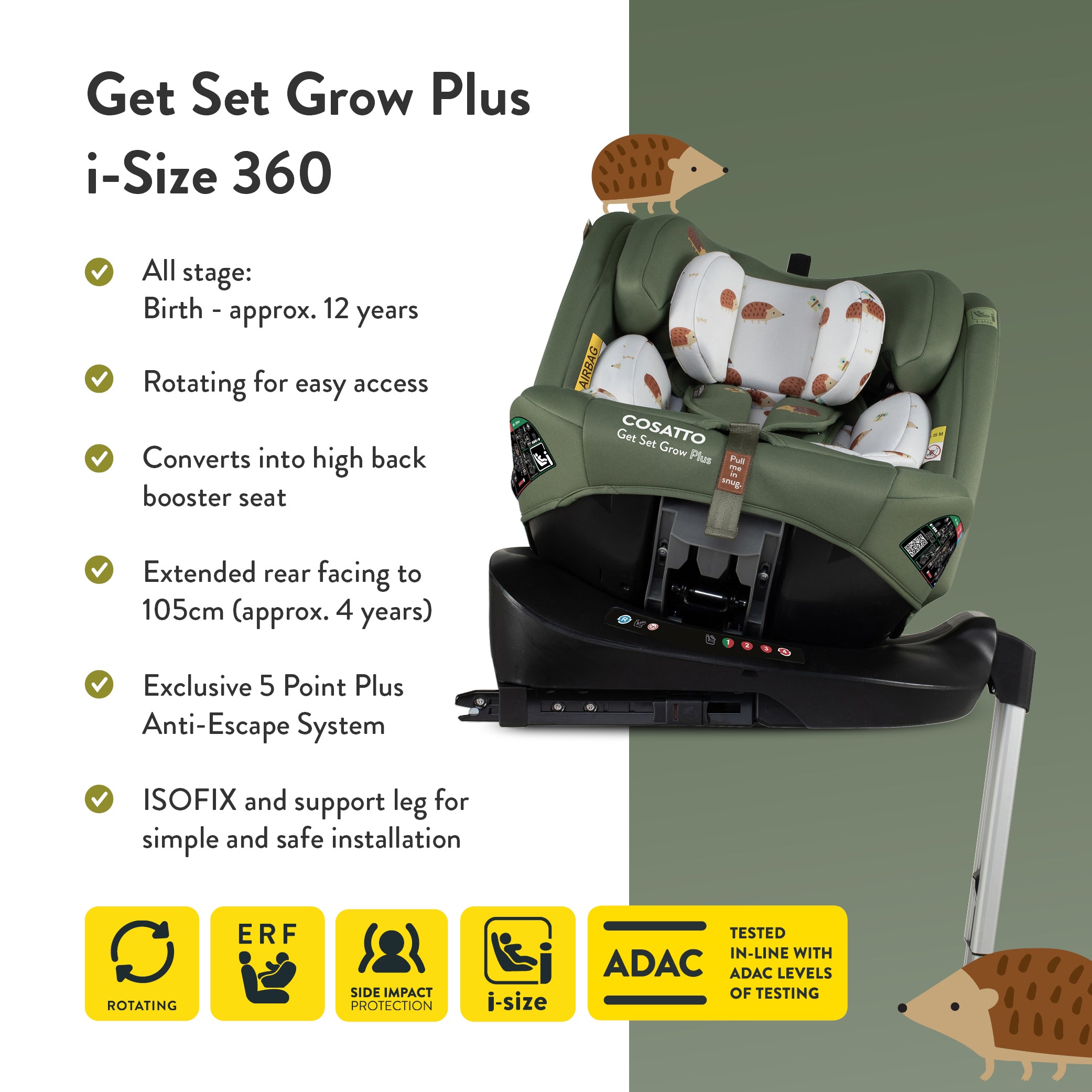 Get Set Grow Plus i-Size 360 Car Seat Hoglet