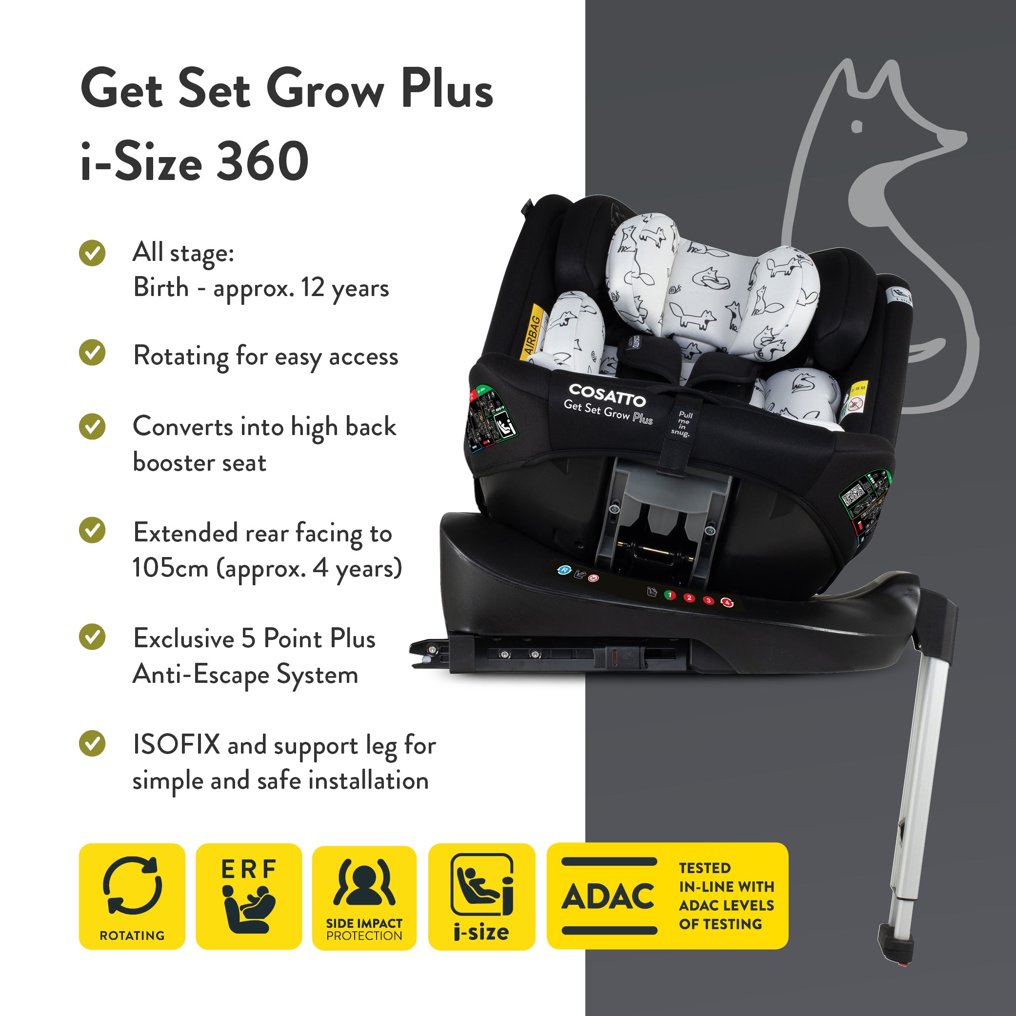 Get Set Grow Plus i-Size 360 Car Seat Foxed