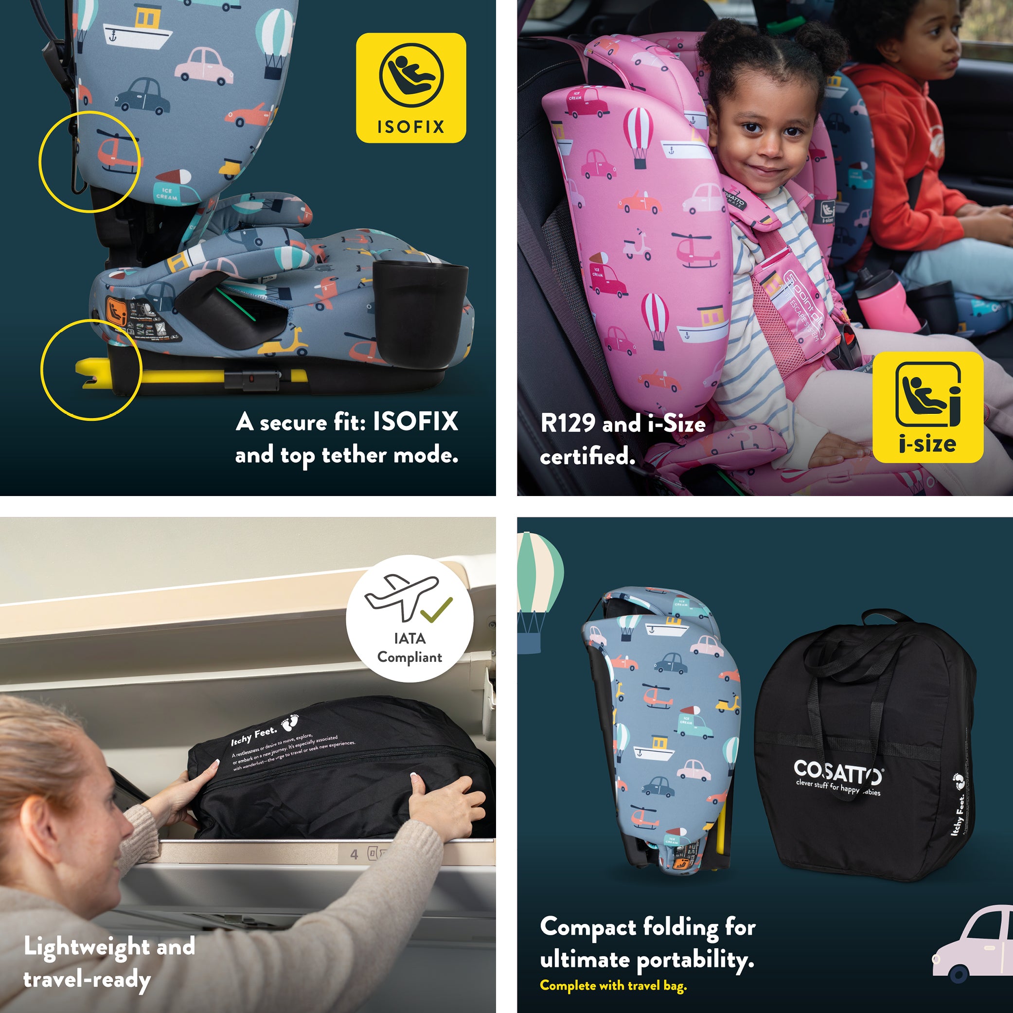On The Go i-Size Travel Car Seat Silhouette