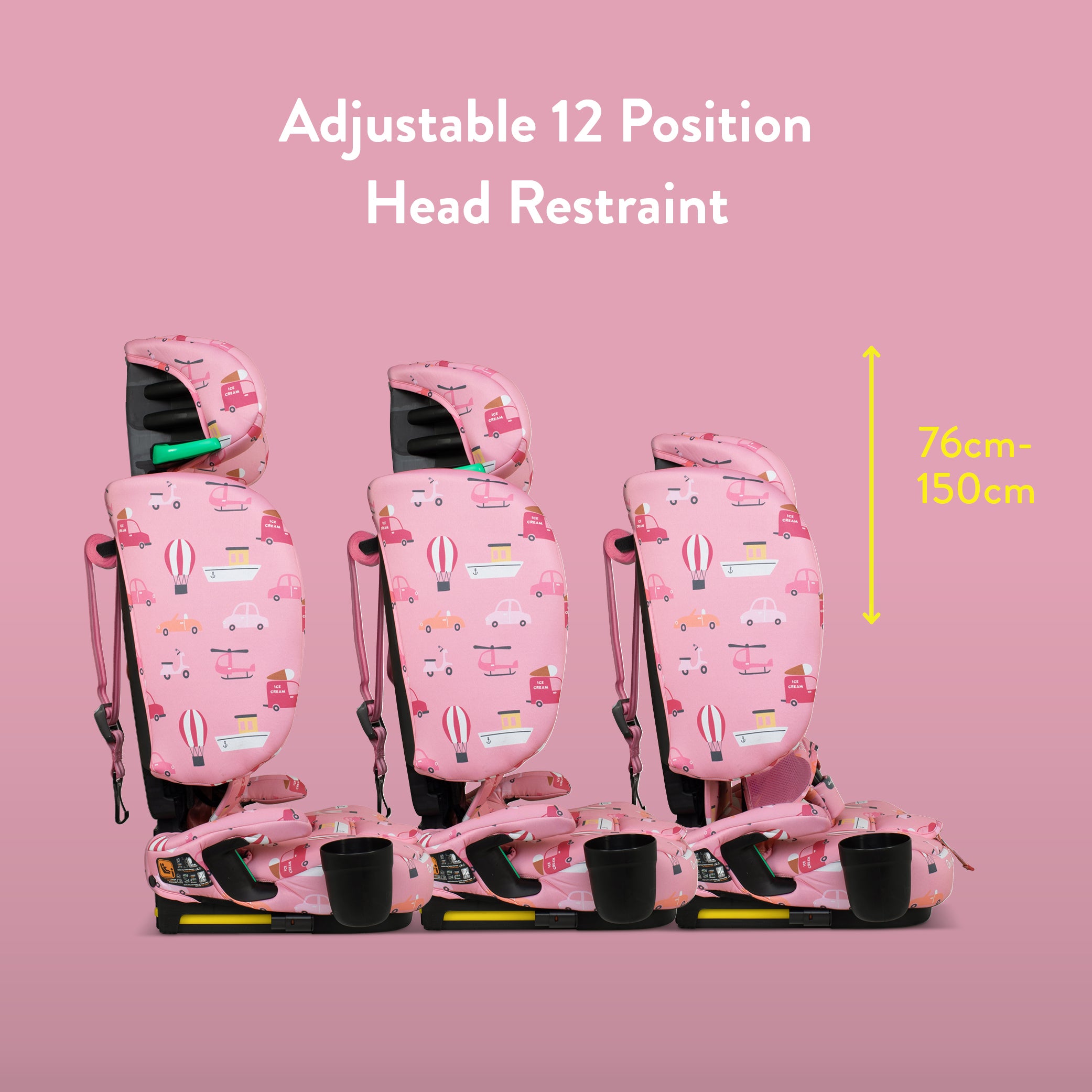 On The Go i-Size Travel Car Seat Itchy Feet Rosy