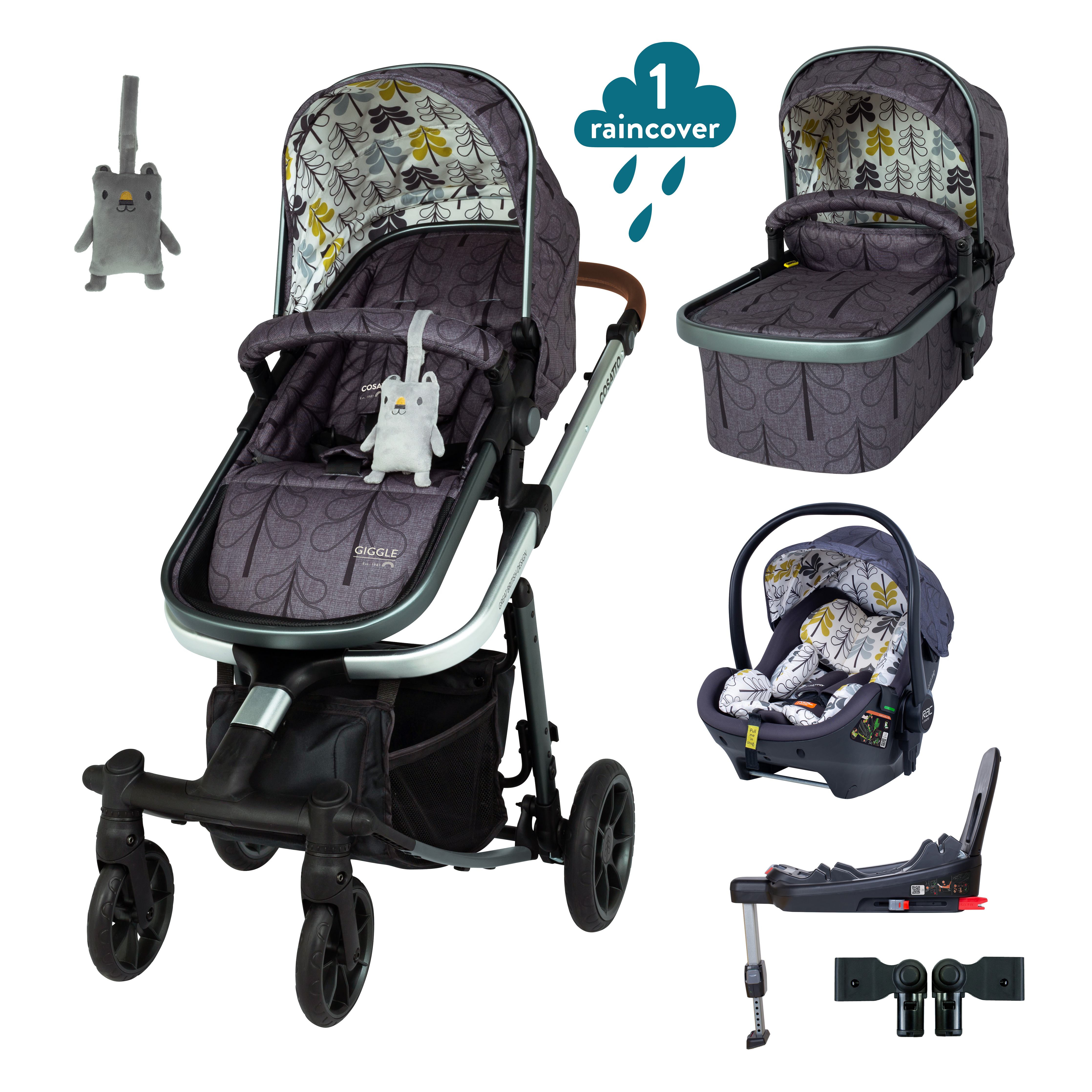 Giggle Quad Car Seat i Base Bundle Fika Forest