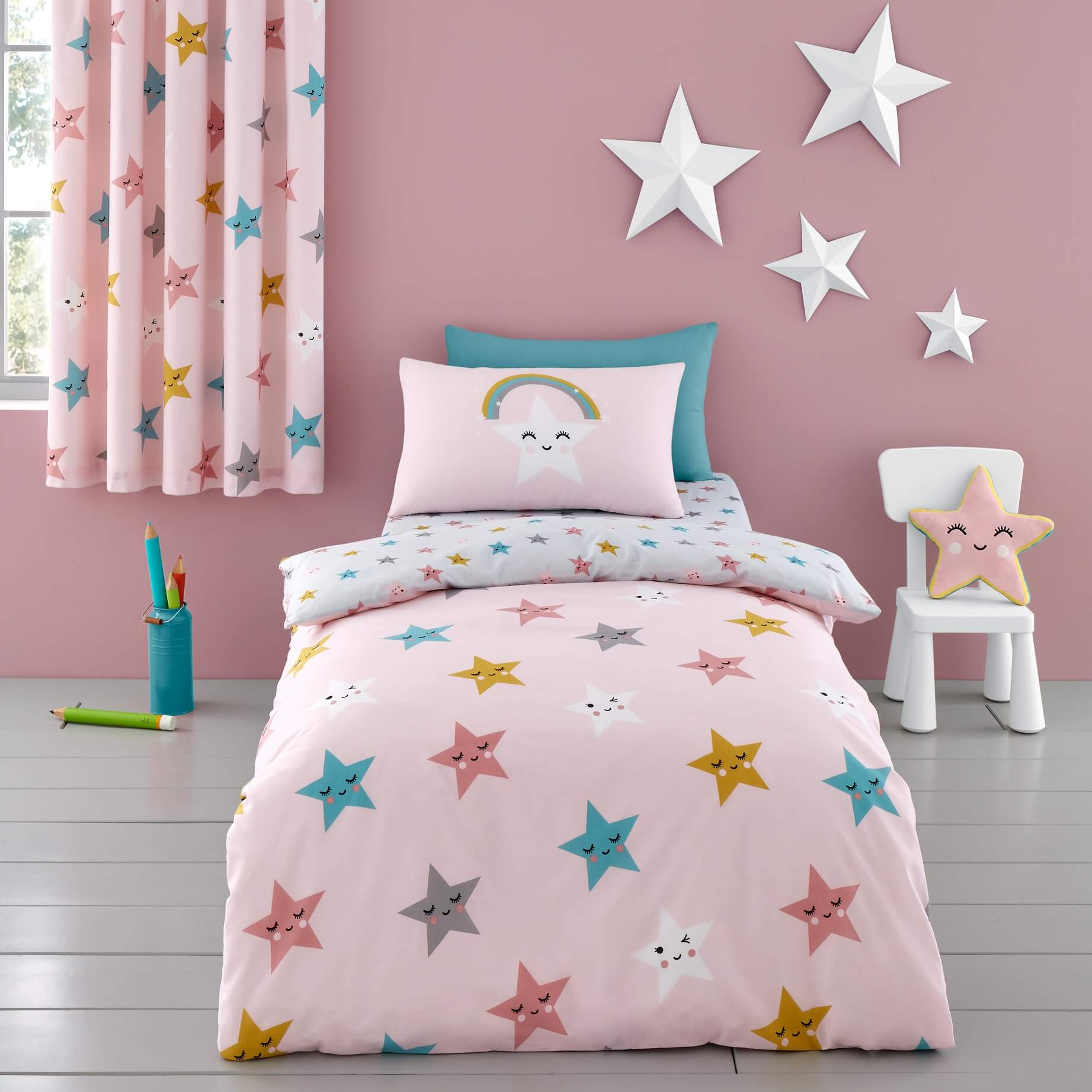 Duvet Cover Set Cotbed Happy Stars